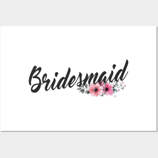 Simple and Elegant Bridesmaid Floral Calligraphy Posters and Art